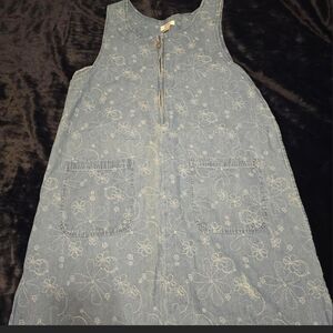 Christopher & Banks Blue Floral Denim Dress